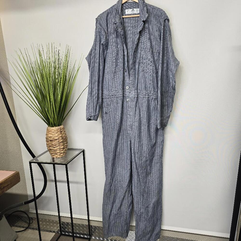 Red Kap Mens Blue Herringbone Cotton Coveralls Jumpsuit‎ CC16HB7 Size 50-RG